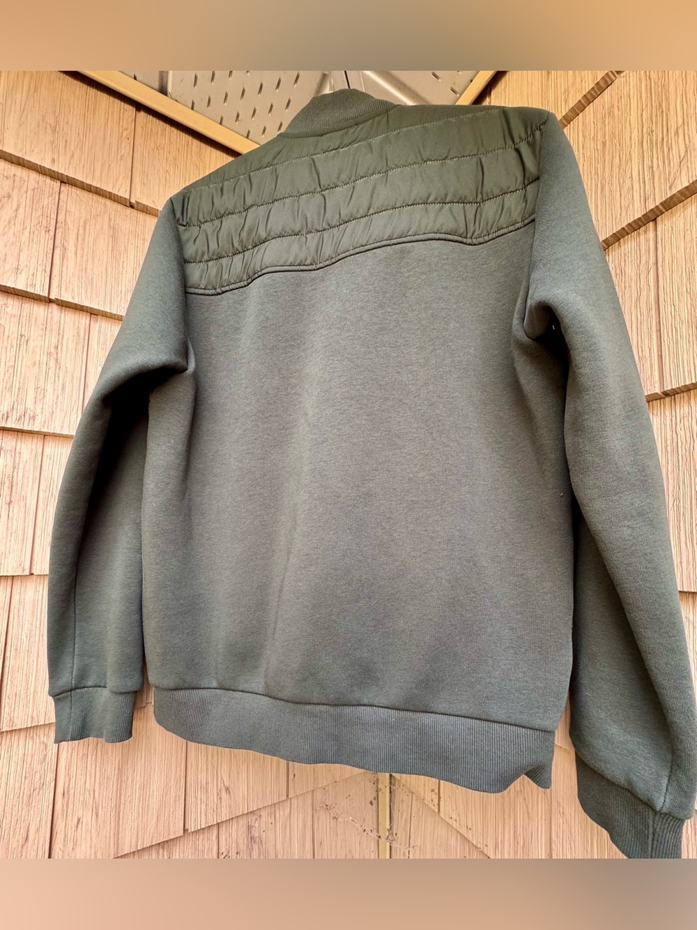 Reiss Quilted/Knit Hybrid Jacket with Standup Collar in Army Green, Size L - Picture 2 of 11